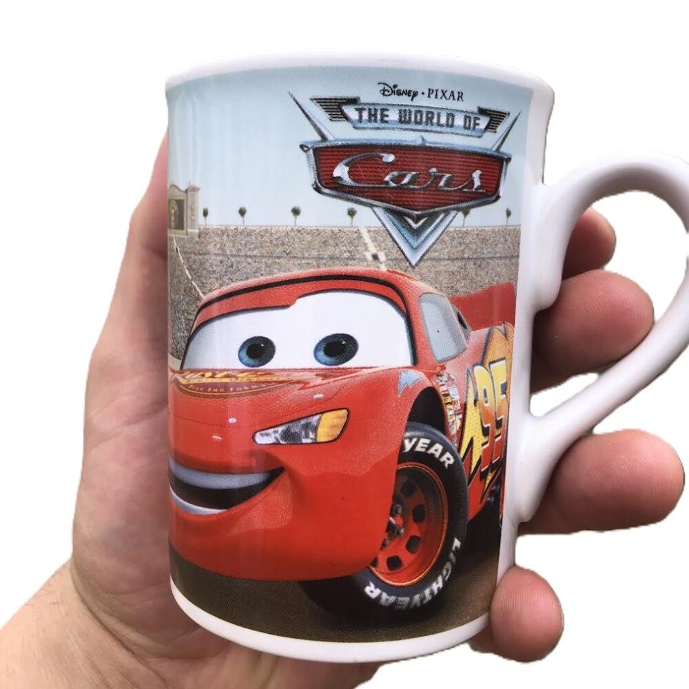2008 Disney Pixar Cars Lightning McQueen  Chick Hicks King Ceramic Coffee Mug